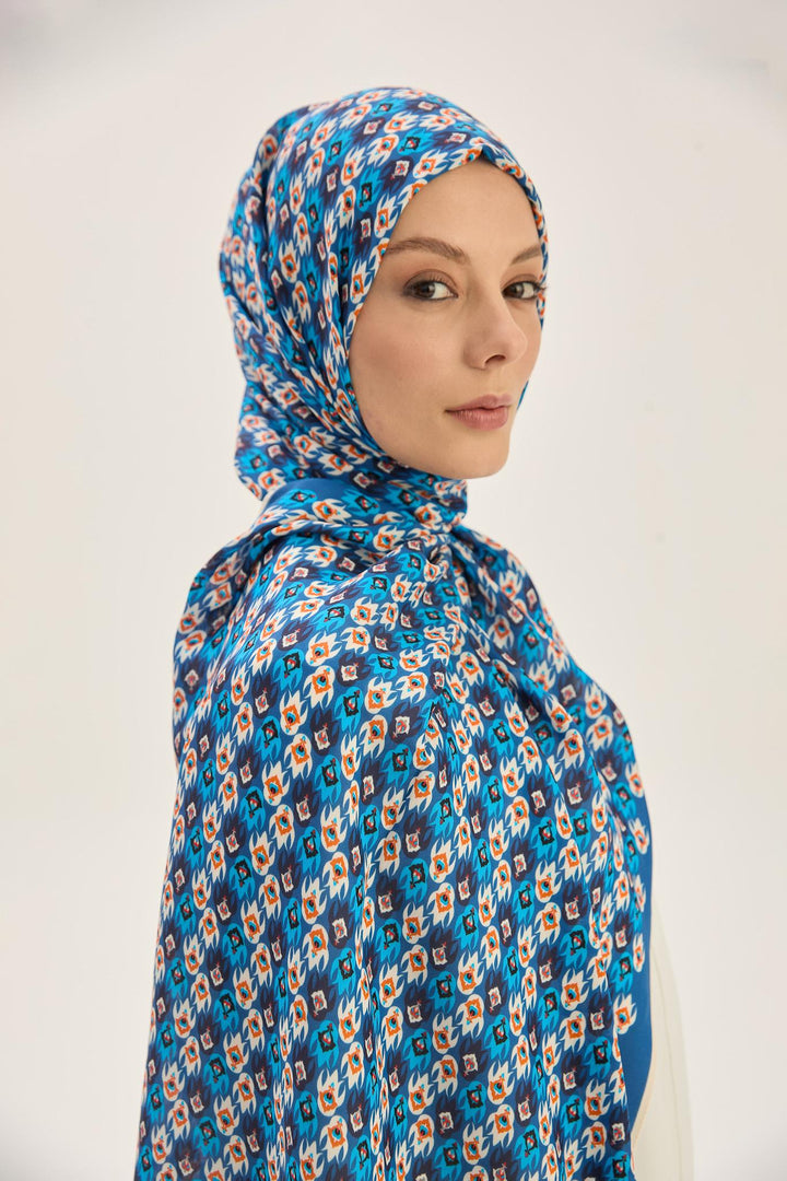 Maisa Tan Floş Viskon Şal - Lacivert