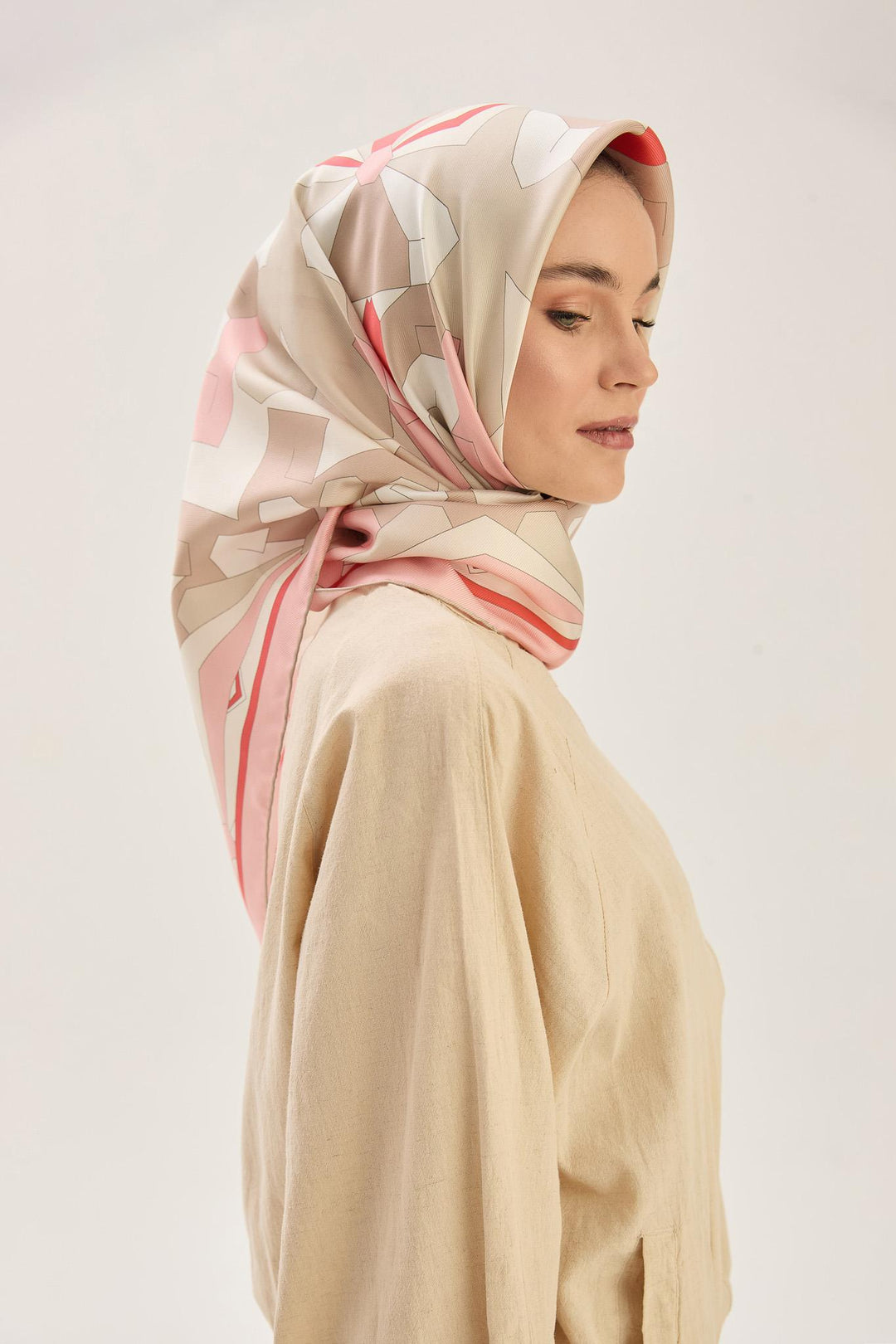 Maisa TARA MULBERRY İPEK EŞARP 90*90 CM - PUDRA PEMBE