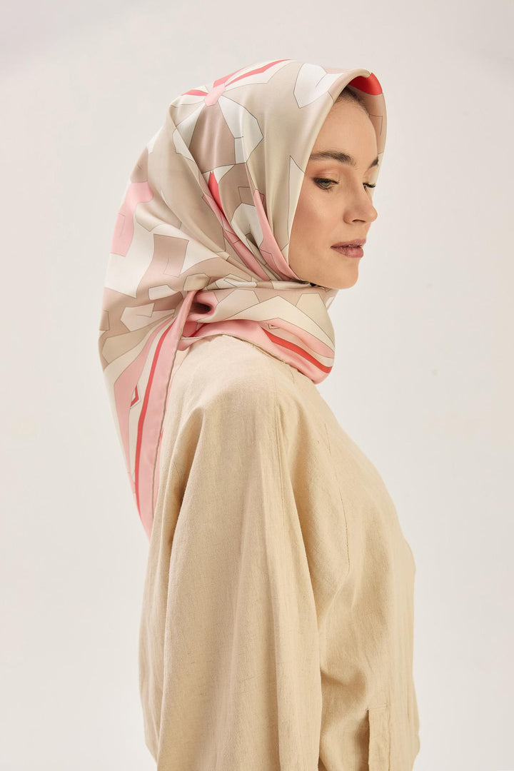 Maisa TARA MULBERRY İPEK EŞARP 90*90 CM - PUDRA PEMBE