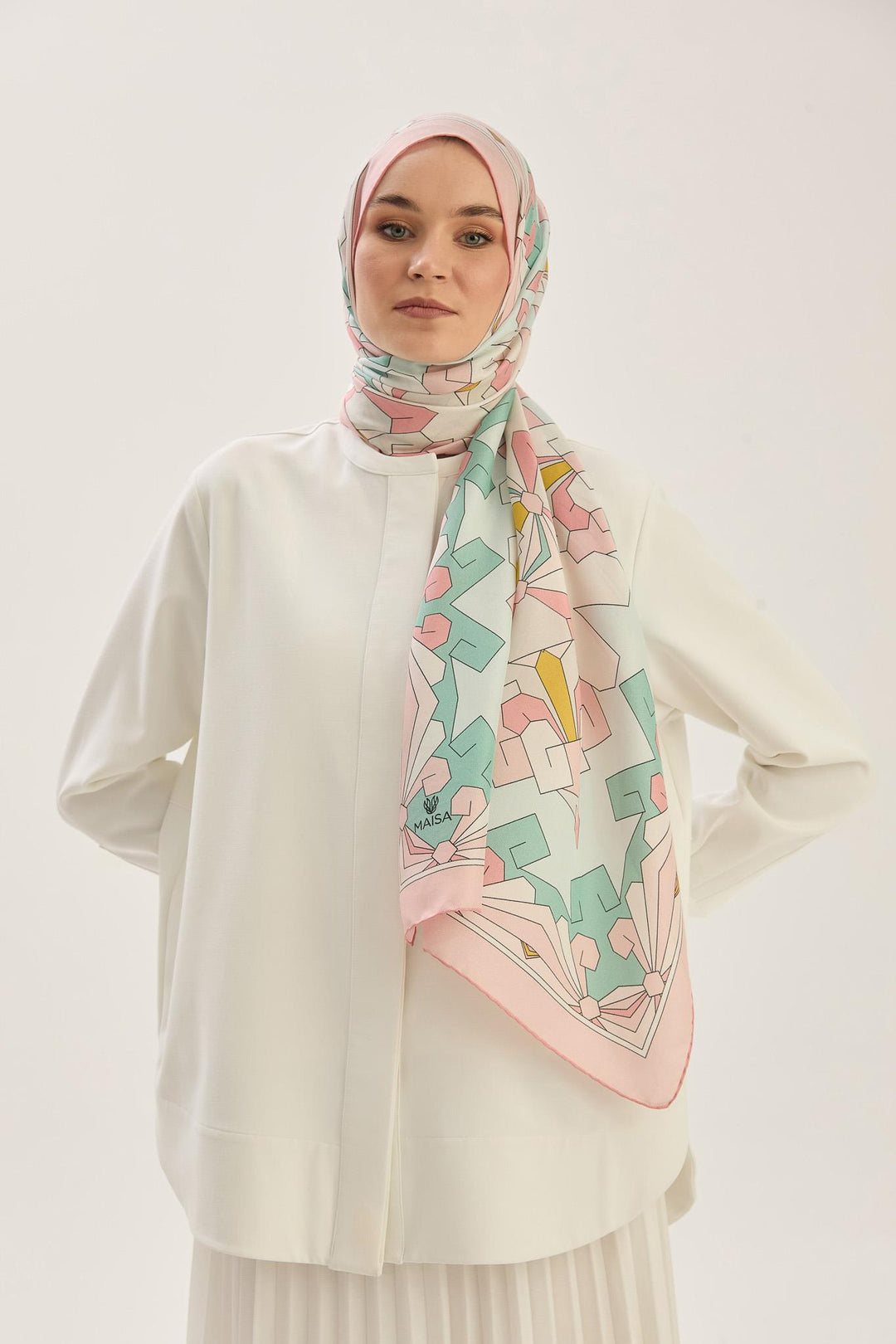 Maisa TARA PAMUK İPEK ŞAL 70*190 CM - PUDRA PEMBE