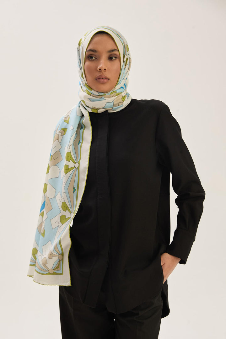 Maisa TARA PAMUK İPEK ŞAL 70*190 CM - YAĞ YEŞİLİ