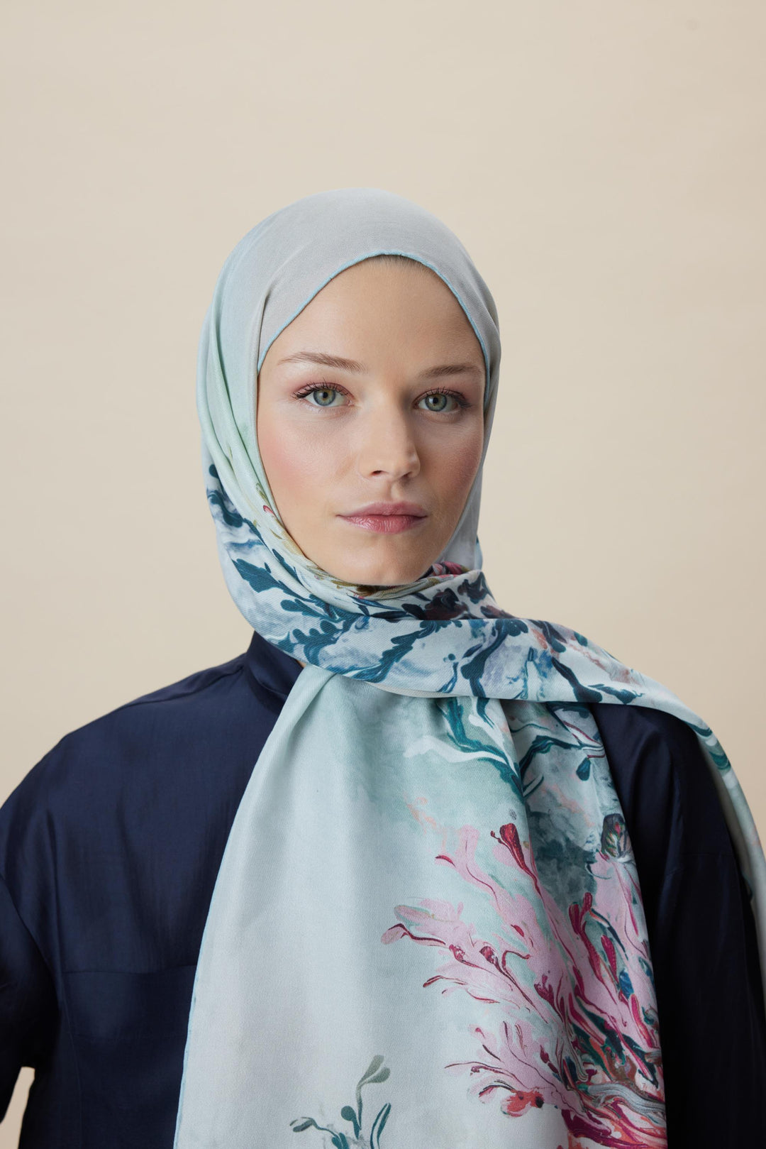 Maisa TİNYA PAMUK İPEK ŞAL 70*190 CM - PETROL MAVİ