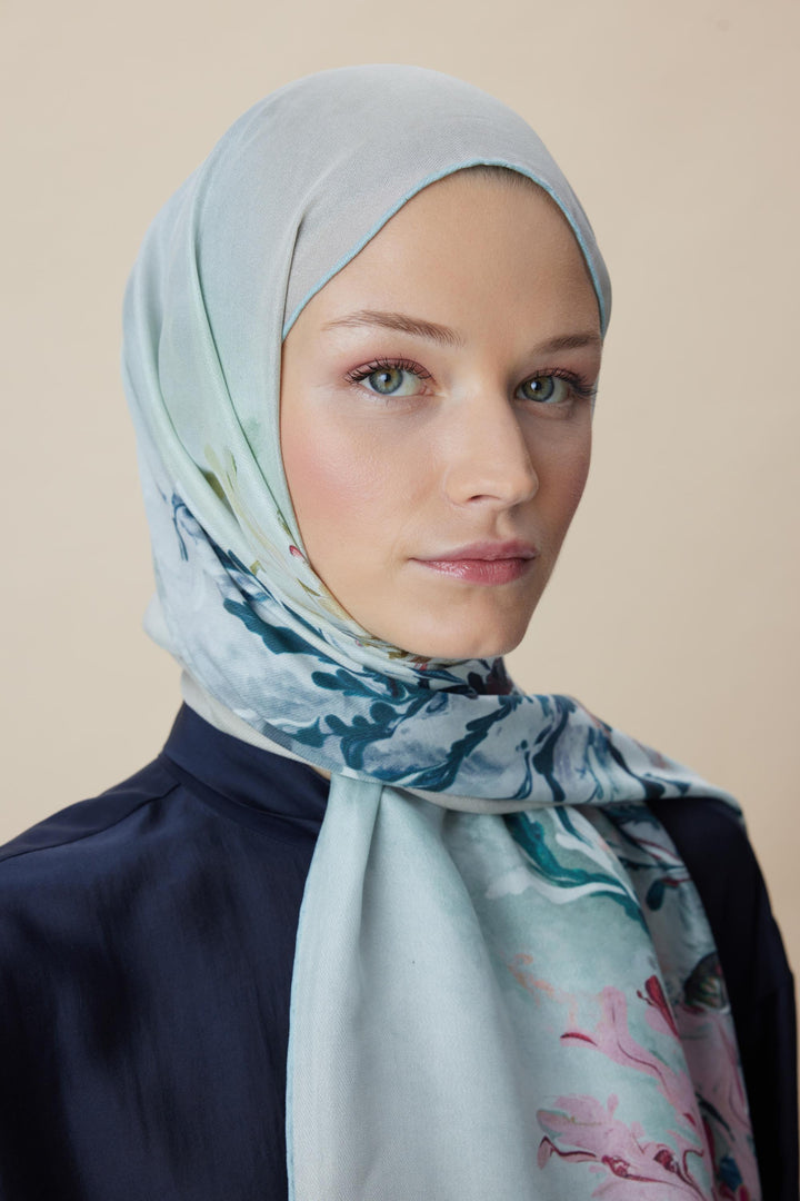 Maisa TİNYA PAMUK İPEK ŞAL 70*190 CM - PETROL MAVİ