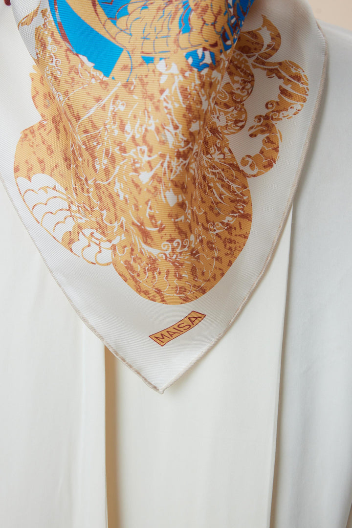 TUVANA MULBERRY İPEK EŞARP 90*90 CM - BEJ - Görsel 8