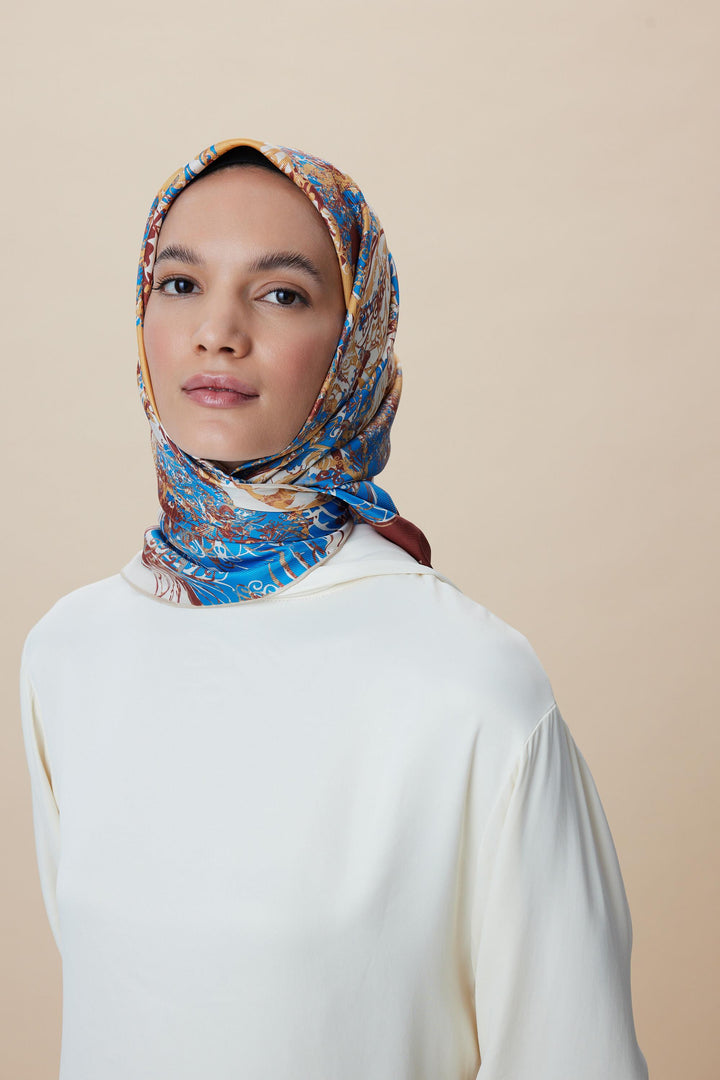 TUVANA MULBERRY İPEK EŞARP 90*90 CM - BEJ - Görsel 4