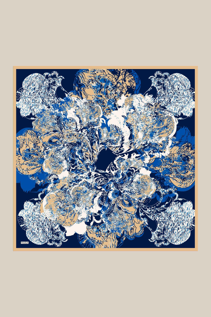 TUVANA MULBERRY İPEK EŞARP 90*90 CM - MAVİ - Görsel 9