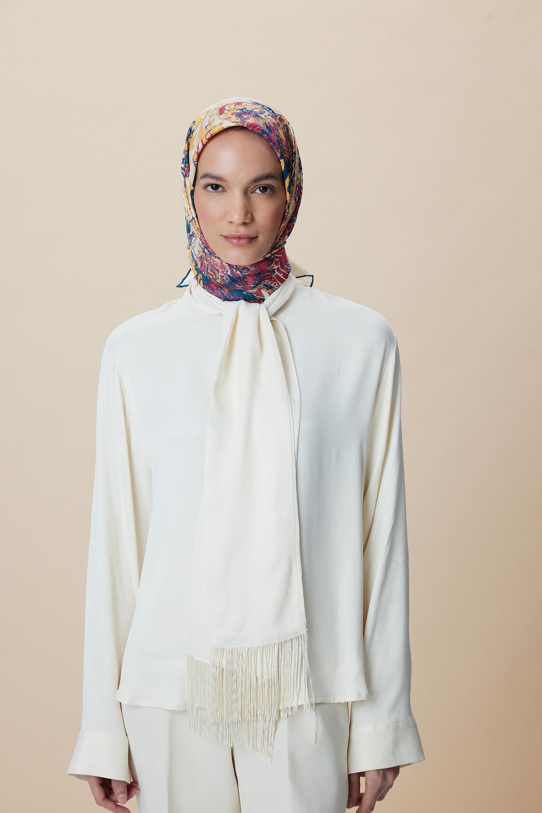 TUVANA MULBERRY İPEK EŞARP 90*90 CM - NAR ÇİÇEĞİ - Görsel 2