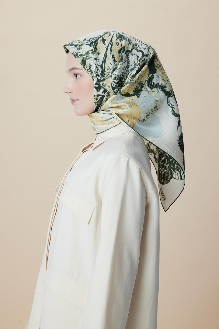 TUVANA MULBERRY İPEK EŞARP 90*90 CM - YEŞİL - Görsel 3