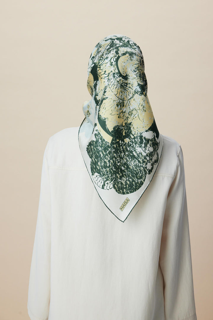 TUVANA MULBERRY İPEK EŞARP 90*90 CM - YEŞİL - Görsel 7