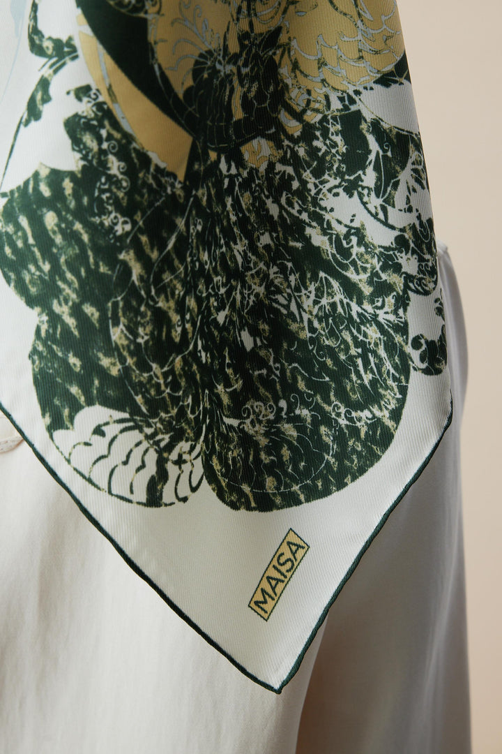 TUVANA MULBERRY İPEK EŞARP 90*90 CM - YEŞİL - Görsel 8