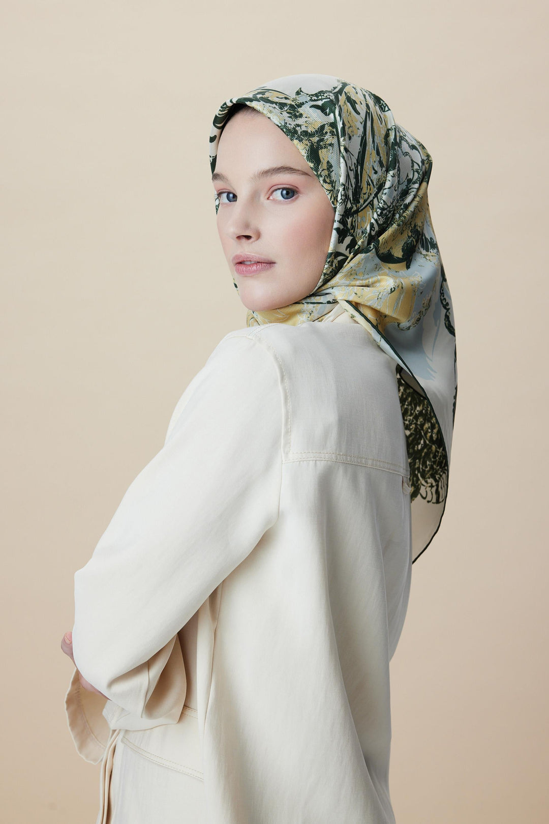 TUVANA MULBERRY İPEK EŞARP 90*90 CM - YEŞİL - Görsel 1