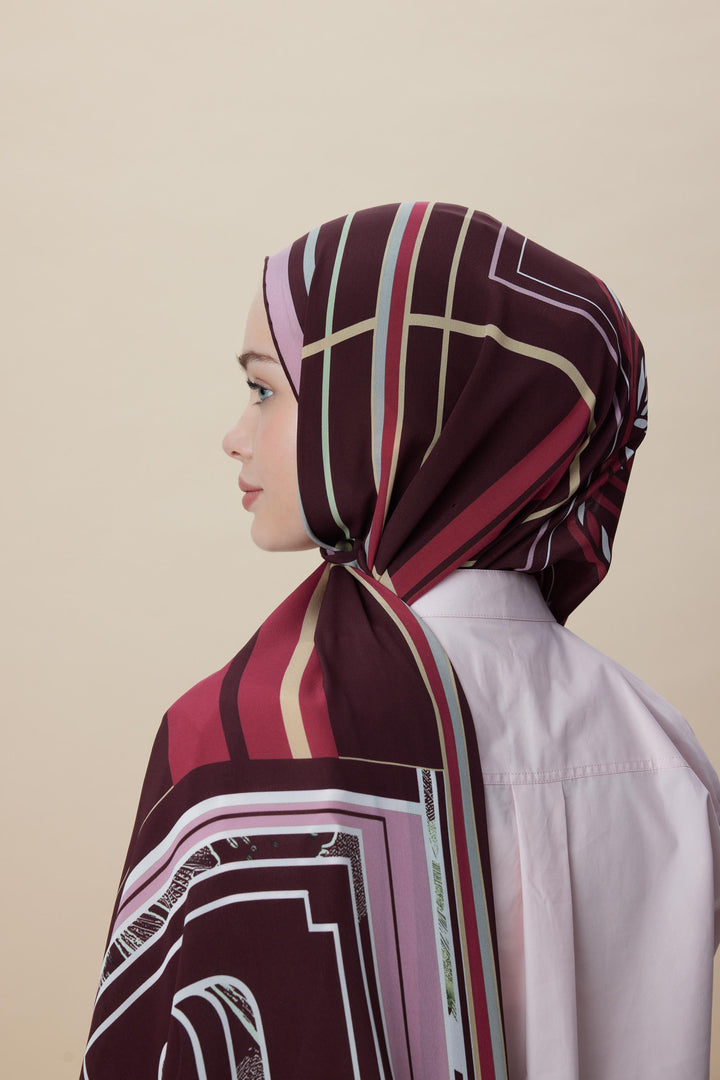 VİRA KREP İPEK ŞAL 70*190 CM - BORDO - Görsel 8