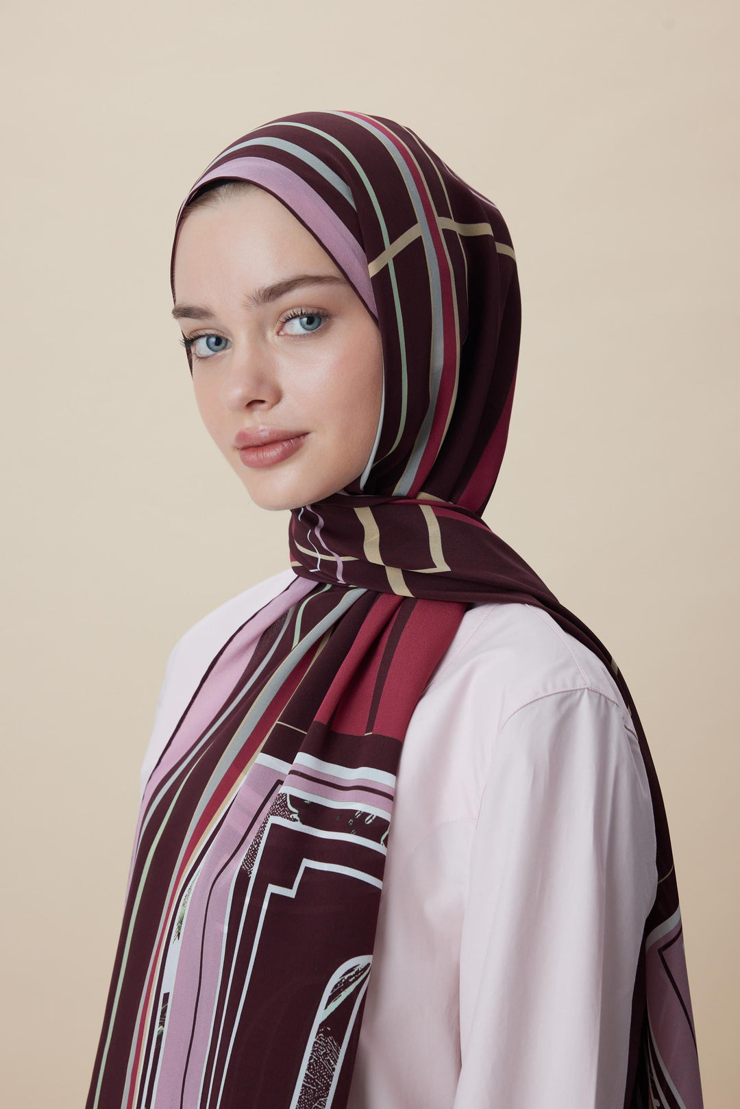 VİRA KREP İPEK ŞAL 70*190 CM - BORDO - Görsel 5