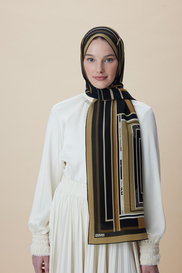 VİRA KREP İPEK ŞAL 70*190 CM - GOLD - Görsel 2