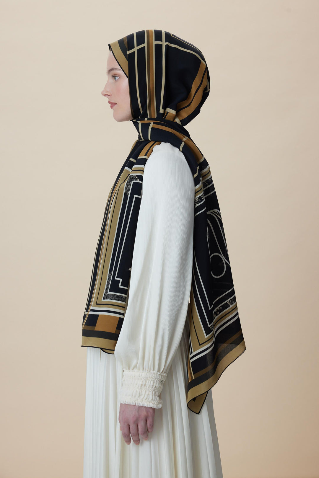 VİRA KREP İPEK ŞAL 70*190 CM - GOLD - Görsel 4