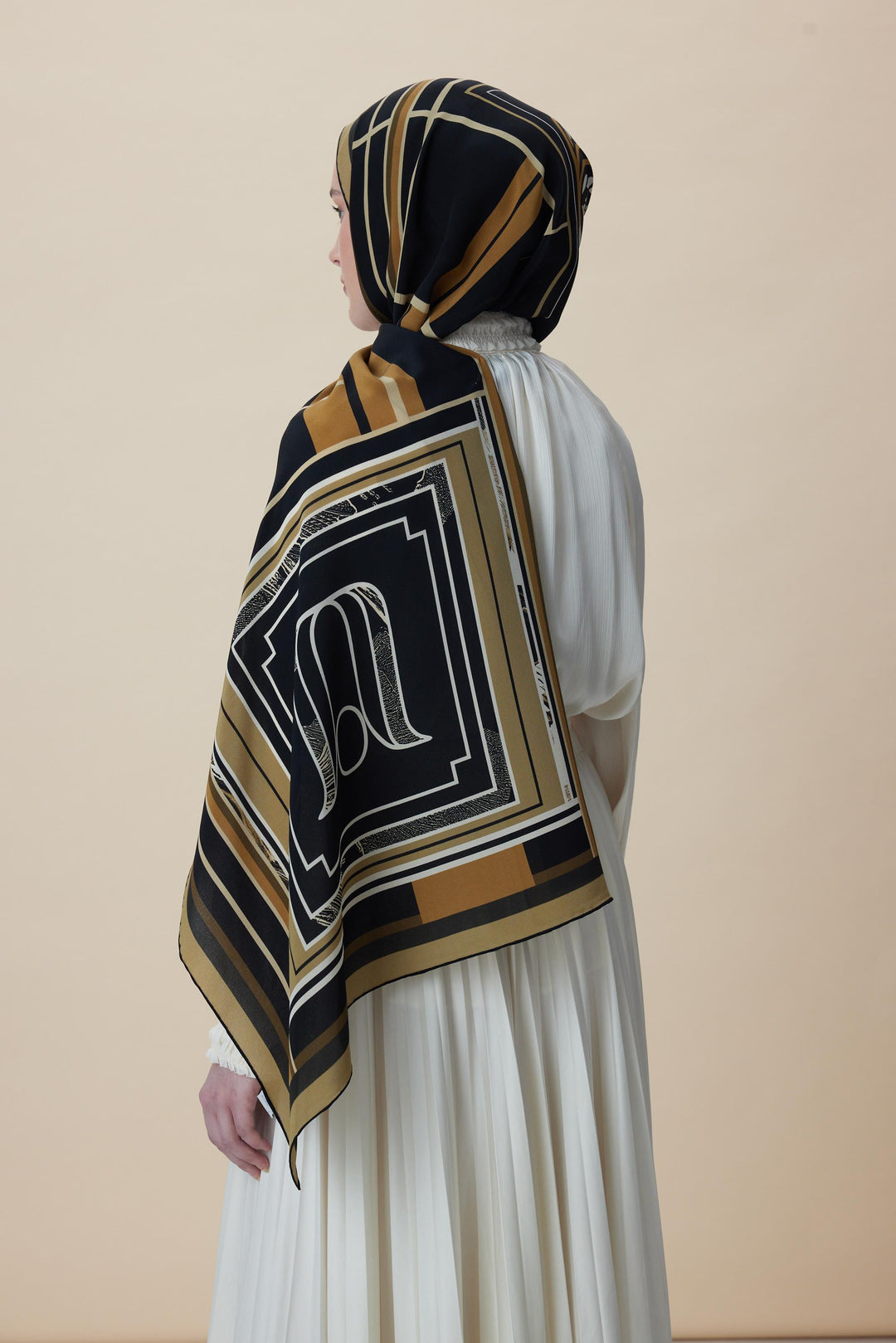 VİRA KREP İPEK ŞAL 70*190 CM - GOLD - Görsel 6