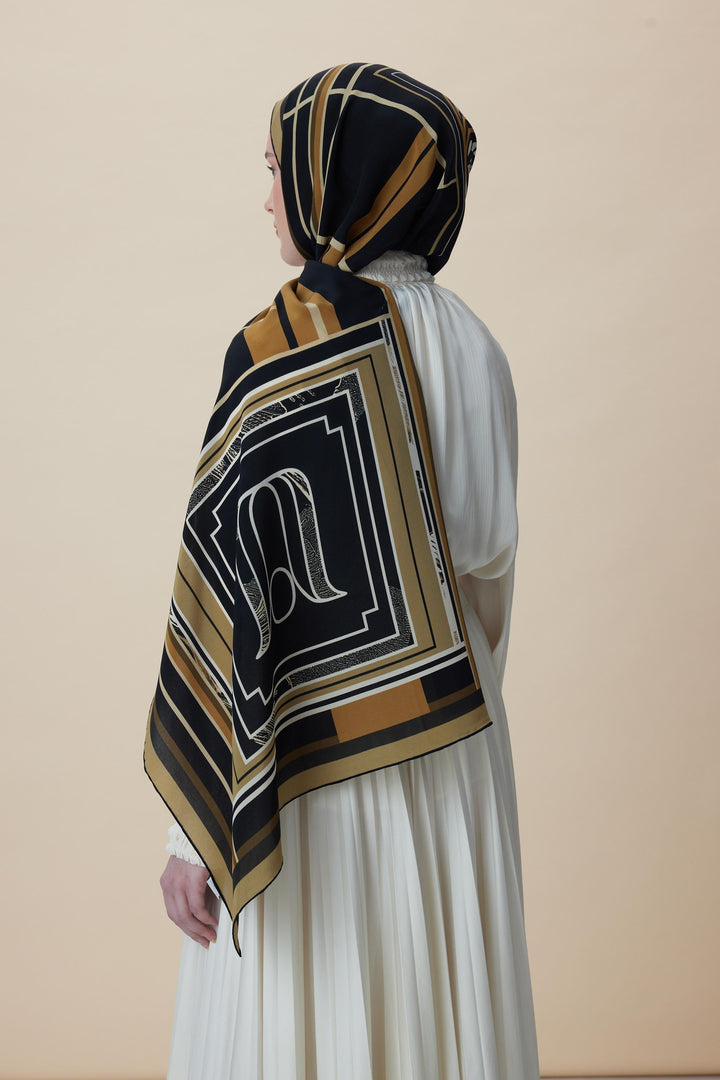 VİRA KREP İPEK ŞAL 70*190 CM - GOLD - Görsel 6