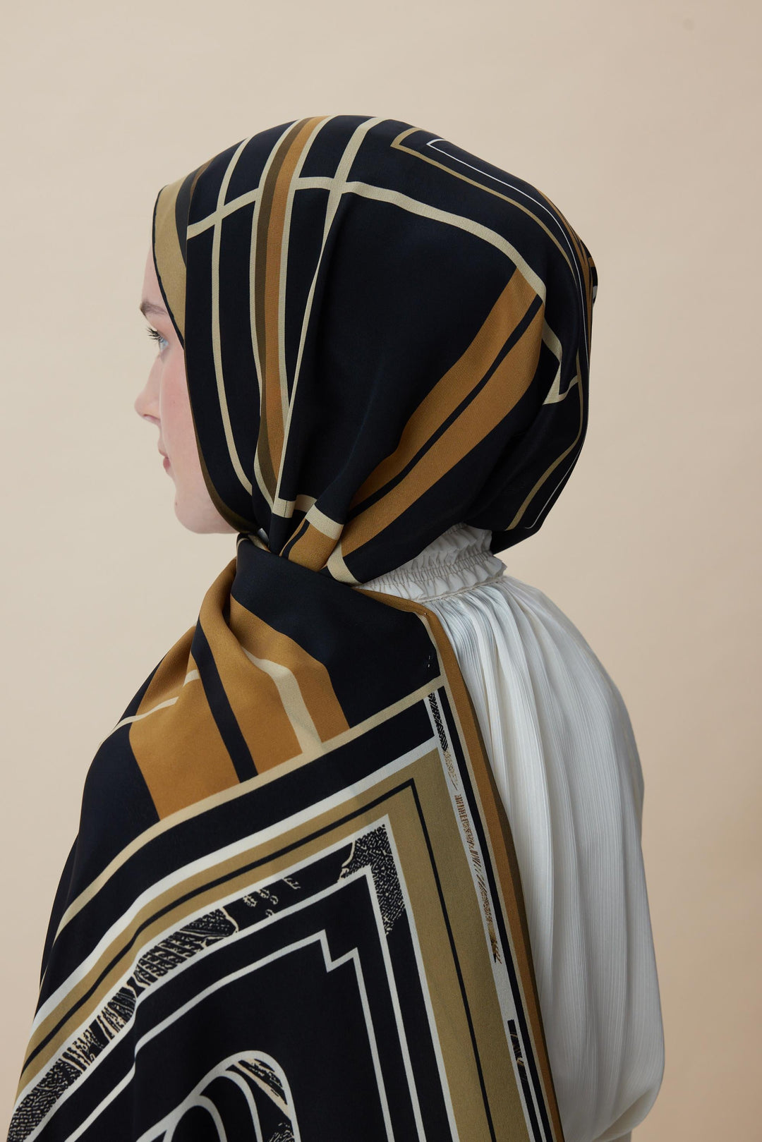 VİRA KREP İPEK ŞAL 70*190 CM - GOLD - Görsel 7