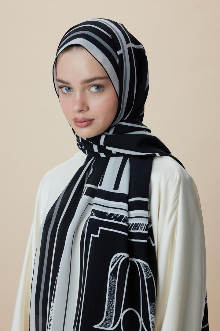 VİRA KREP İPEK ŞAL 70*190 CM - SİYAH - Görsel 5