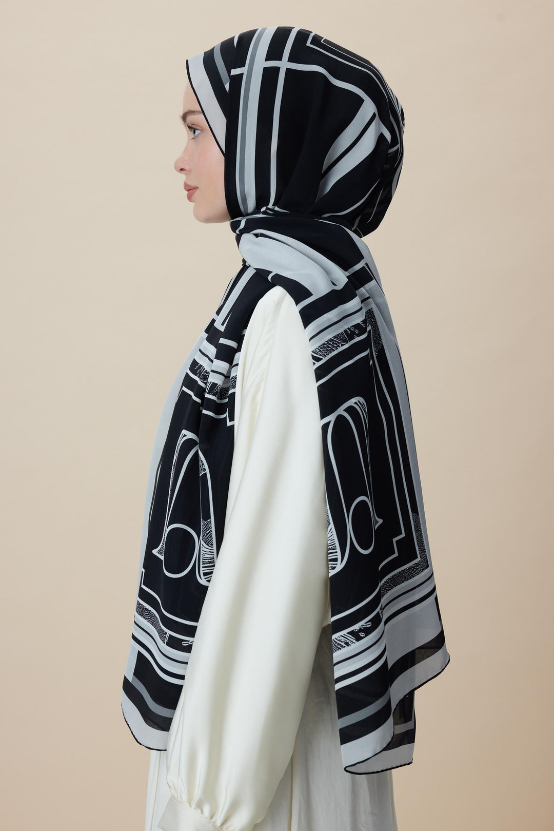VİRA KREP İPEK ŞAL 70*190 CM - SİYAH - Görsel 7