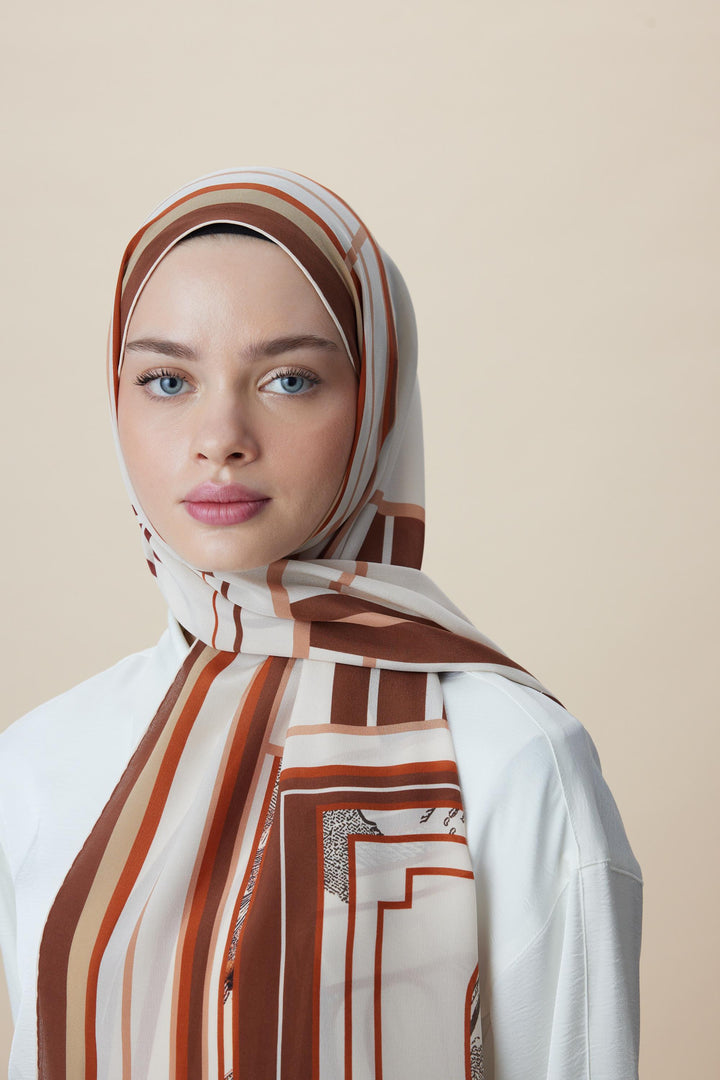 VİRA KREP İPEK ŞAL 70*190 CM - TABA - Görsel 5