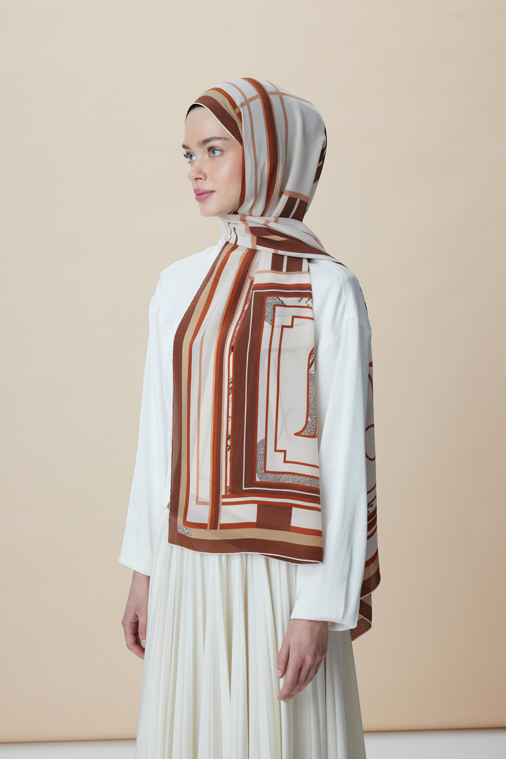 VİRA KREP İPEK ŞAL 70*190 CM - TABA - Görsel 3