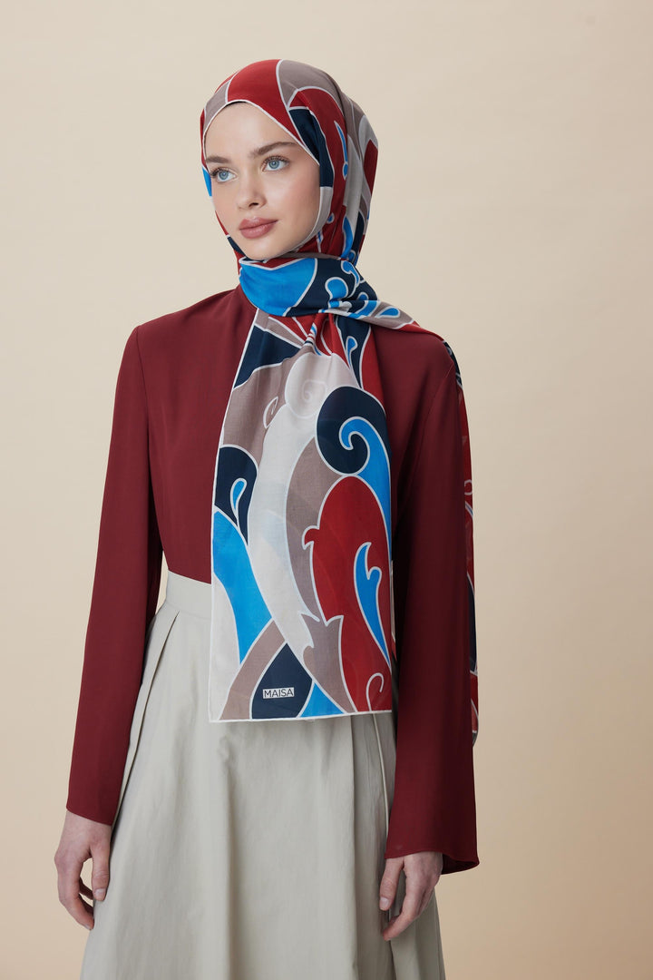Maisa YOSUN PAMUK İPEK ŞAL 70*190 CM - MAVİ