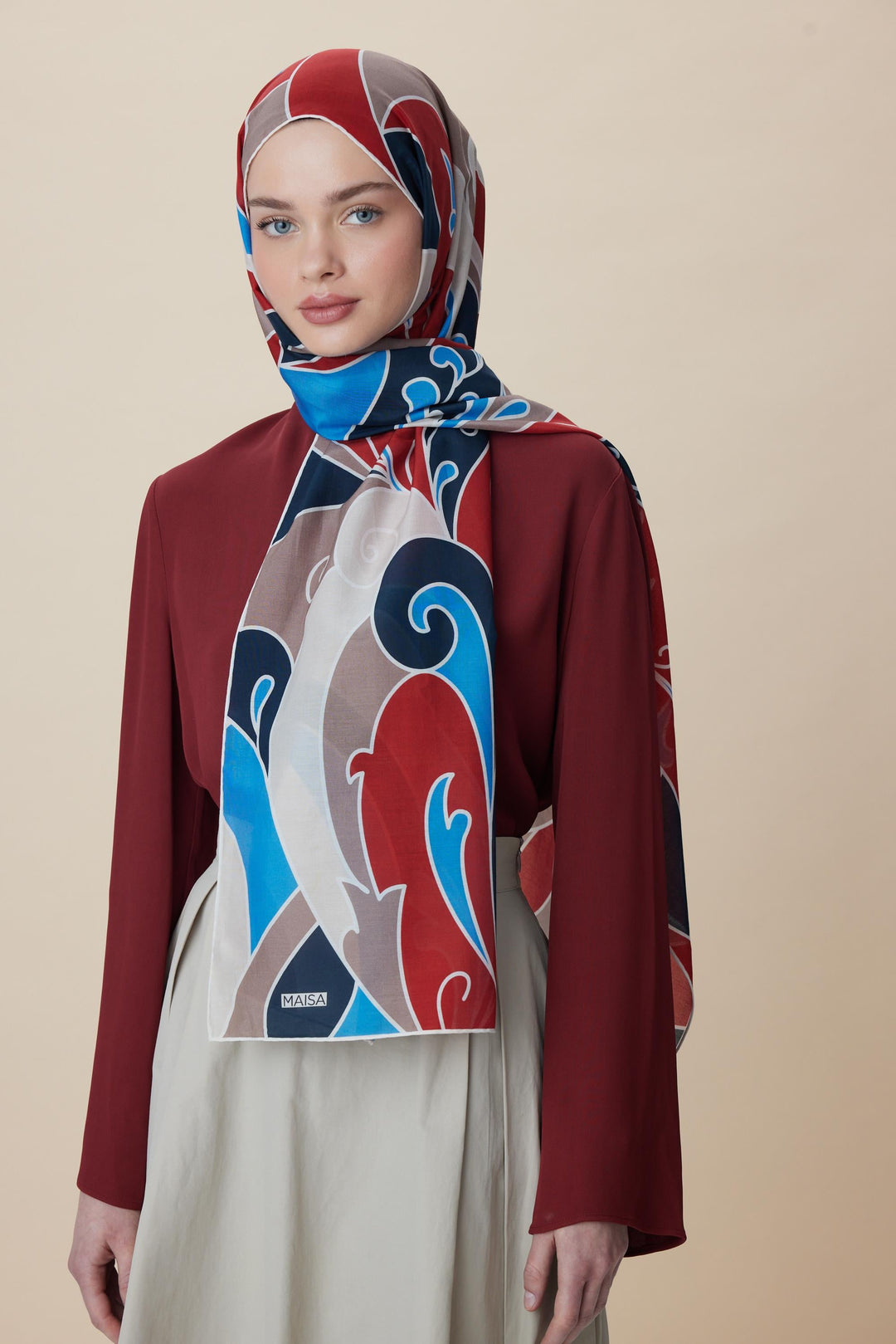 Maisa YOSUN PAMUK İPEK ŞAL 70*190 CM - MAVİ