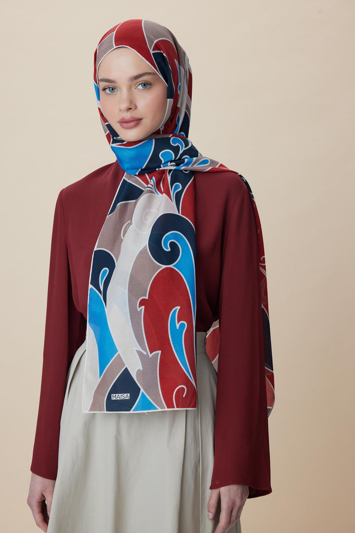 Maisa YOSUN PAMUK İPEK ŞAL 70*190 CM - MAVİ