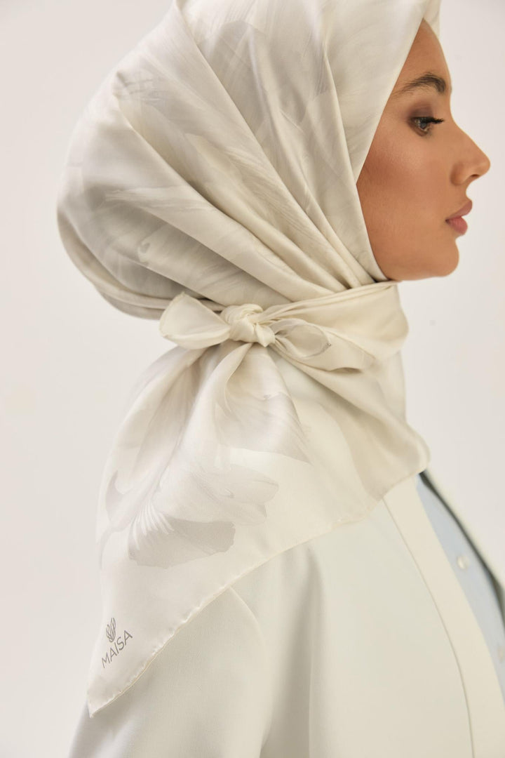 Maisa ZER TİVİL İPEK EŞARP 90*90 CM - EKRU