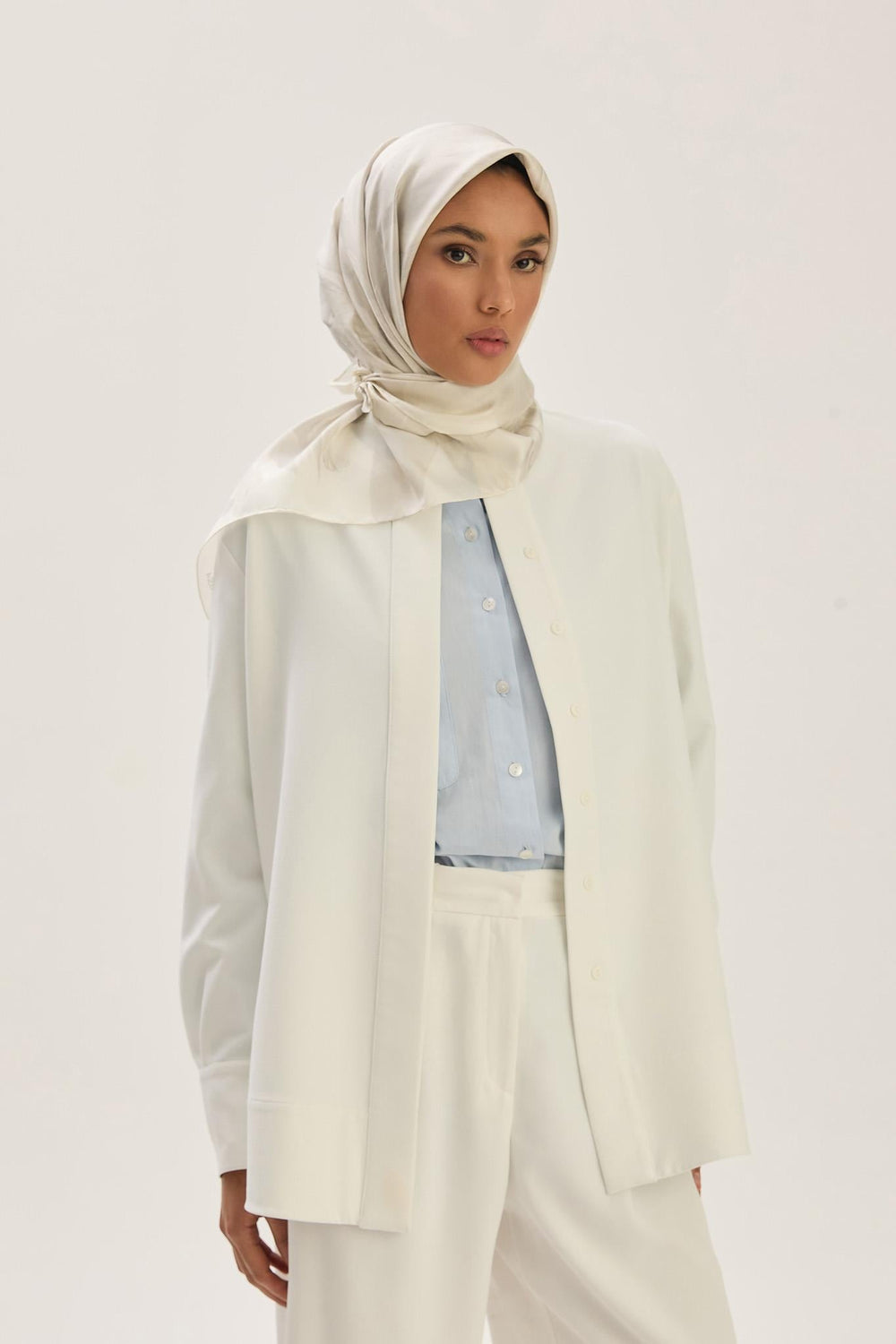 Maisa ZER TİVİL İPEK EŞARP 90*90 CM - EKRU