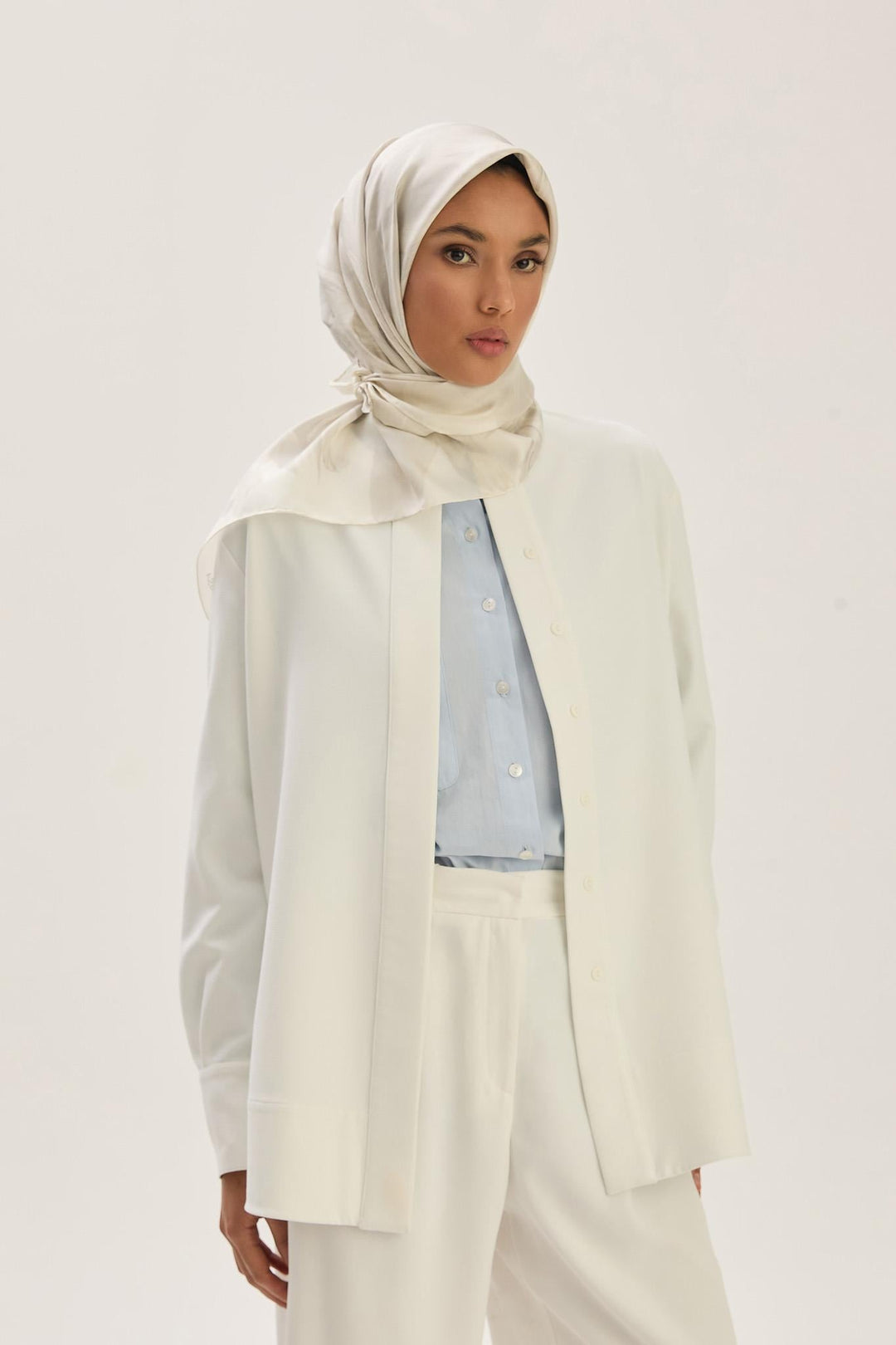 Maisa ZER TİVİL İPEK EŞARP 90*90 CM - EKRU