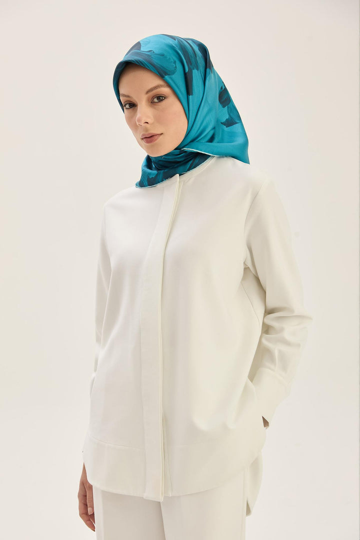 Maisa ZER TİVİL İPEK EŞARP 90*90 CM - KOYU MAVİ