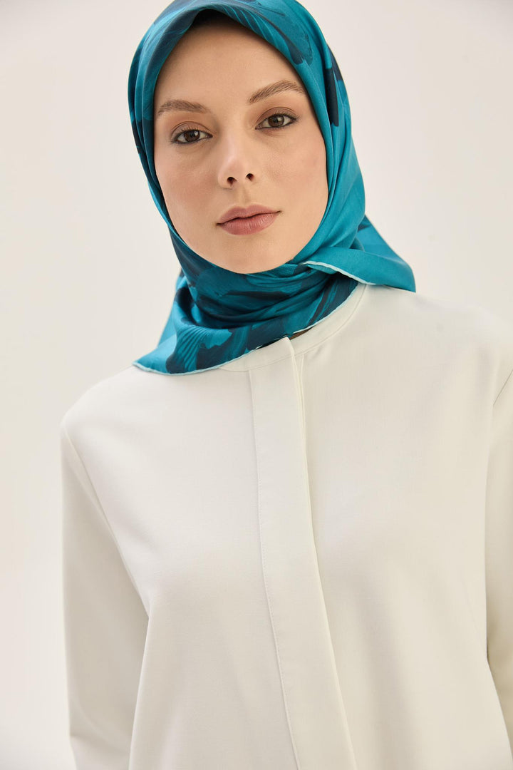 Maisa ZER TİVİL İPEK EŞARP 90*90 CM - KOYU MAVİ