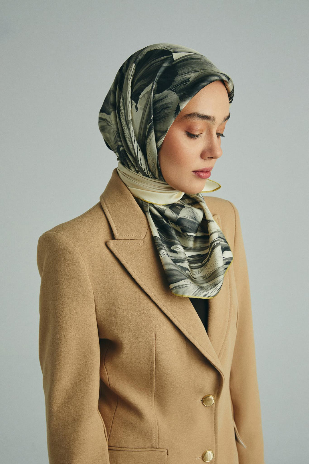 Maisa ZER TİVİL İPEK EŞARP 90*90 CM - KREM