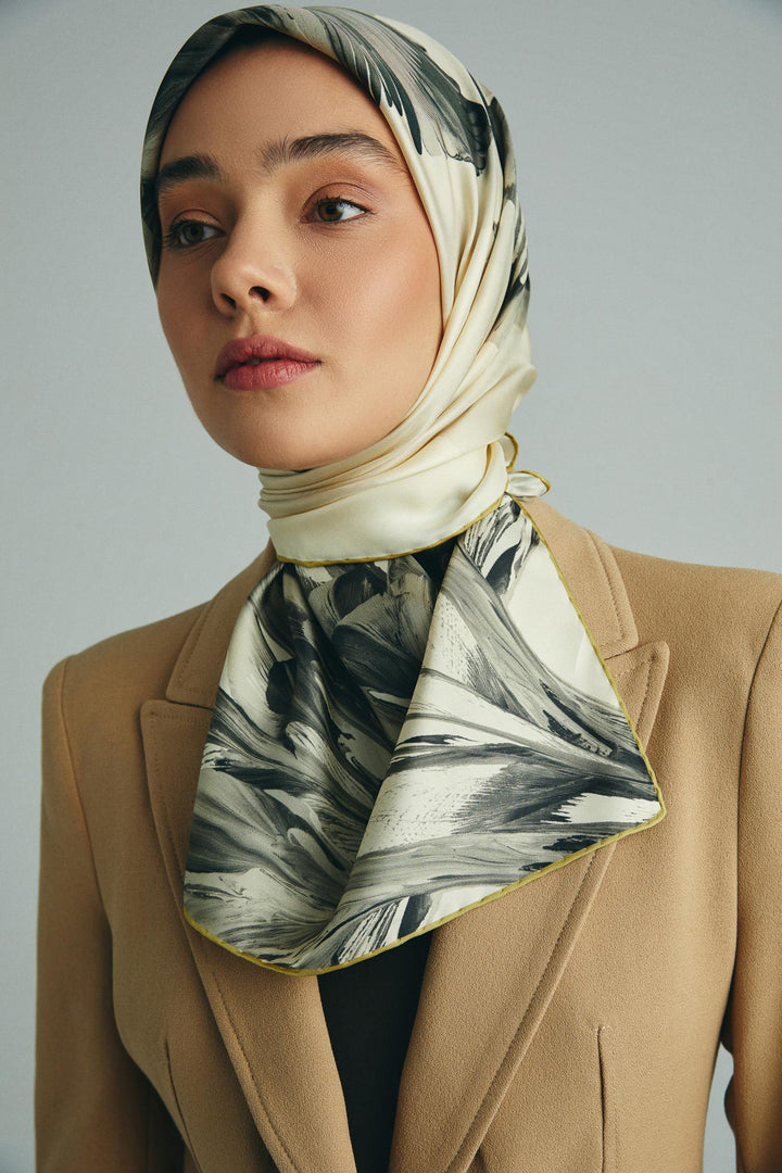 Maisa ZER TİVİL İPEK EŞARP 90*90 CM - KREM