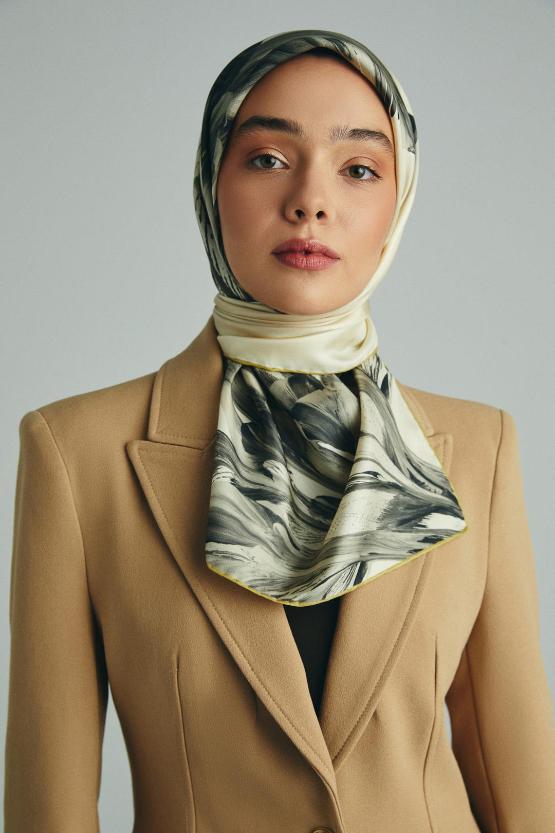 Maisa ZER TİVİL İPEK EŞARP 90*90 CM - KREM