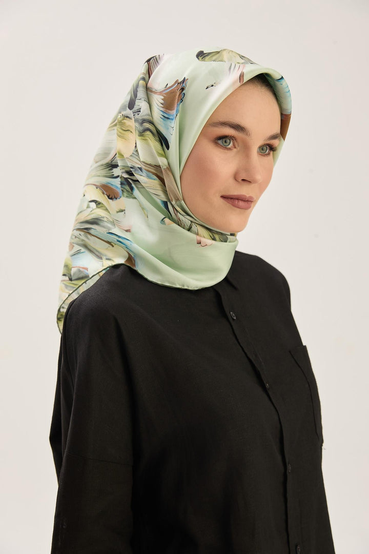 Maisa ZER TİVİL İPEK EŞARP 90*90 CM - MİNT YEŞİLİ