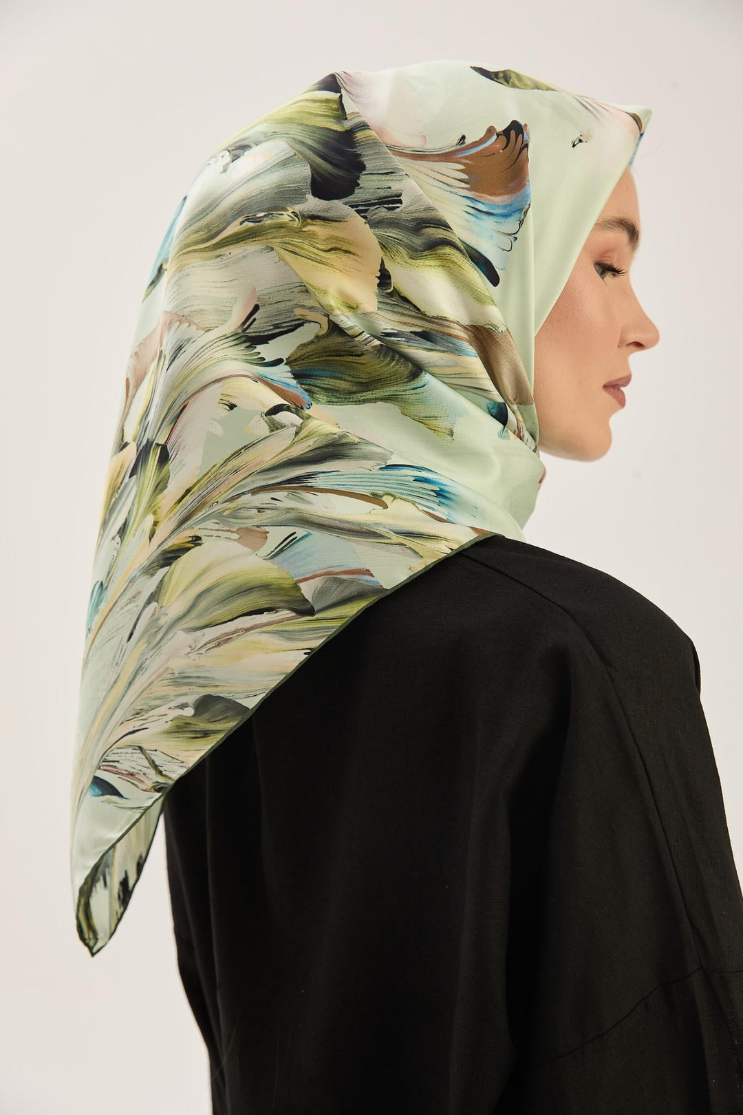 Maisa ZER TİVİL İPEK EŞARP 90*90 CM - MİNT YEŞİLİ