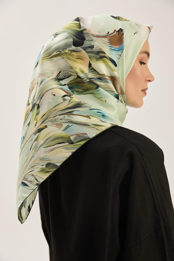 Maisa ZER TİVİL İPEK EŞARP 90*90 CM - MİNT YEŞİLİ