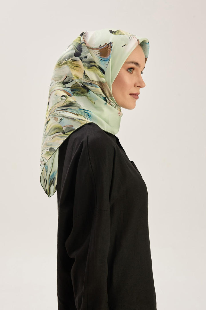 Maisa ZER TİVİL İPEK EŞARP 90*90 CM - MİNT YEŞİLİ