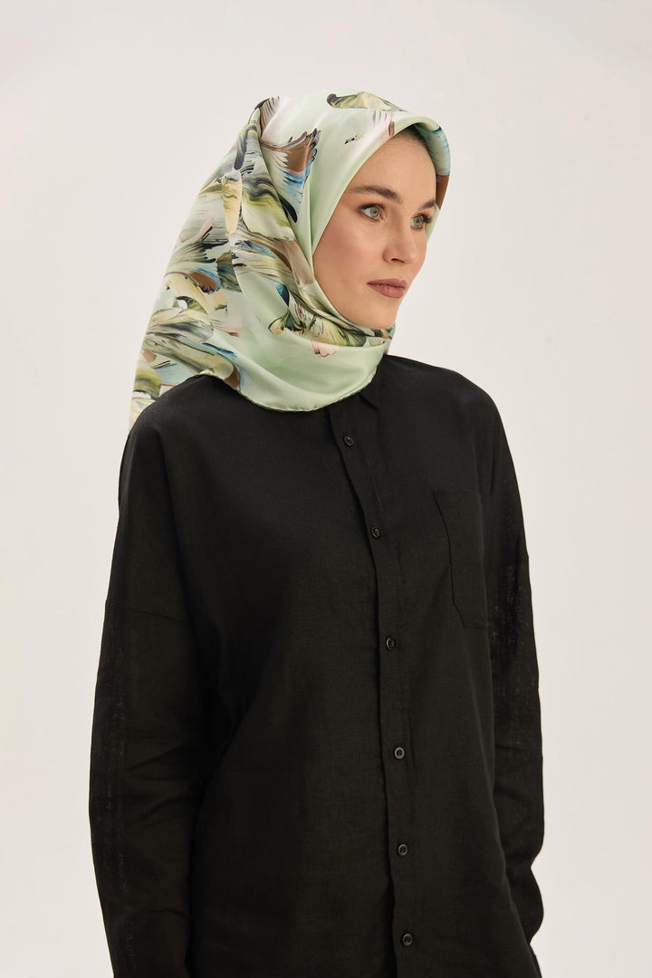 Maisa ZER TİVİL İPEK EŞARP 90*90 CM - MİNT YEŞİLİ