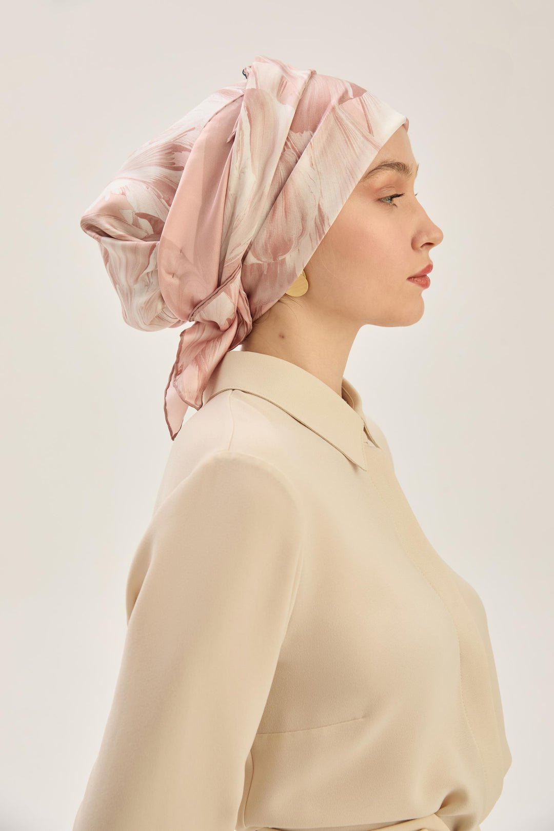 Maisa ZER TİVİL İPEK EŞARP 90*90 CM - PUDRA PEMBE
