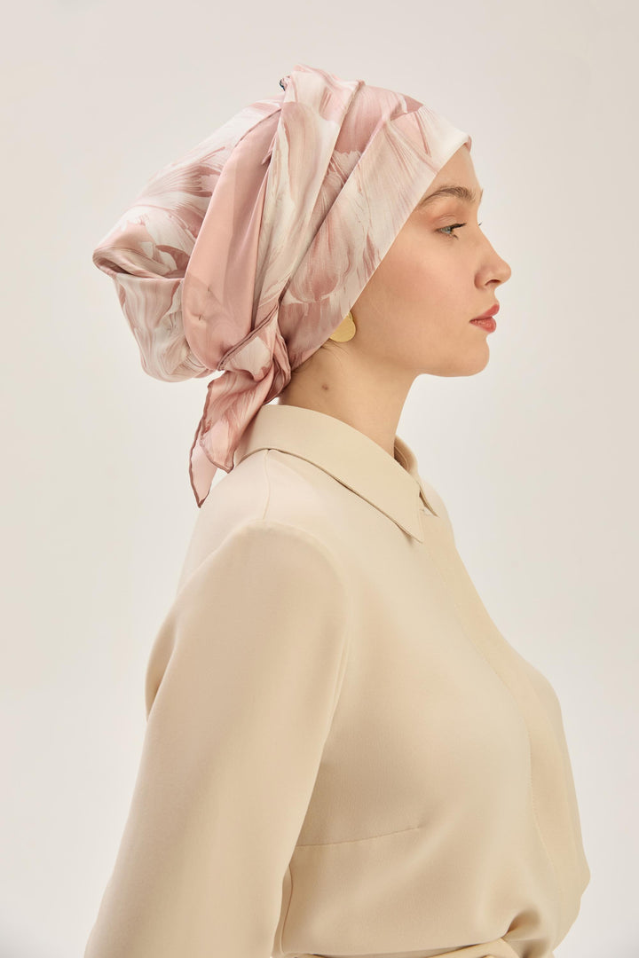 Maisa ZER TİVİL İPEK EŞARP 90*90 CM - PUDRA PEMBE