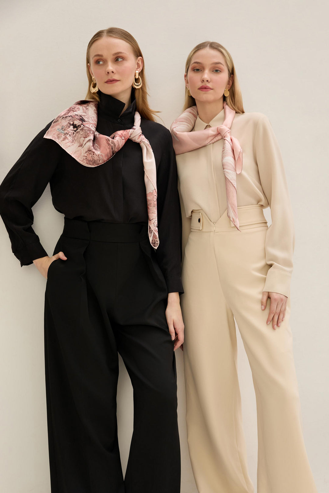 Maisa ZER TİVİL İPEK EŞARP 90*90 CM - PUDRA PEMBE