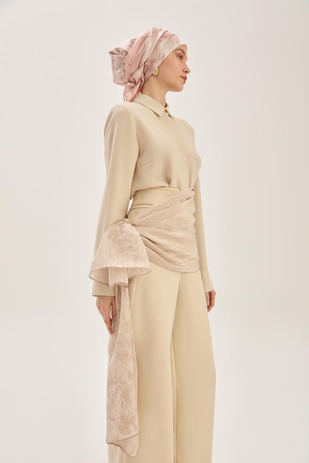 Maisa ZER TİVİL İPEK EŞARP 90*90 CM - PUDRA PEMBE