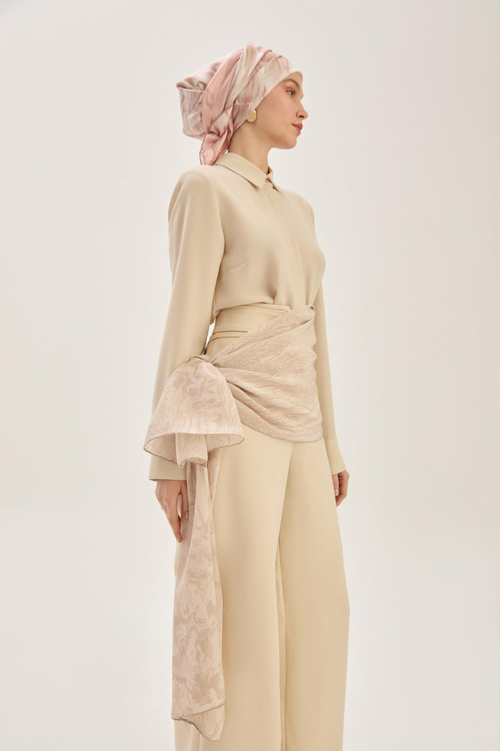 Maisa ZER TİVİL İPEK EŞARP 90*90 CM - PUDRA PEMBE