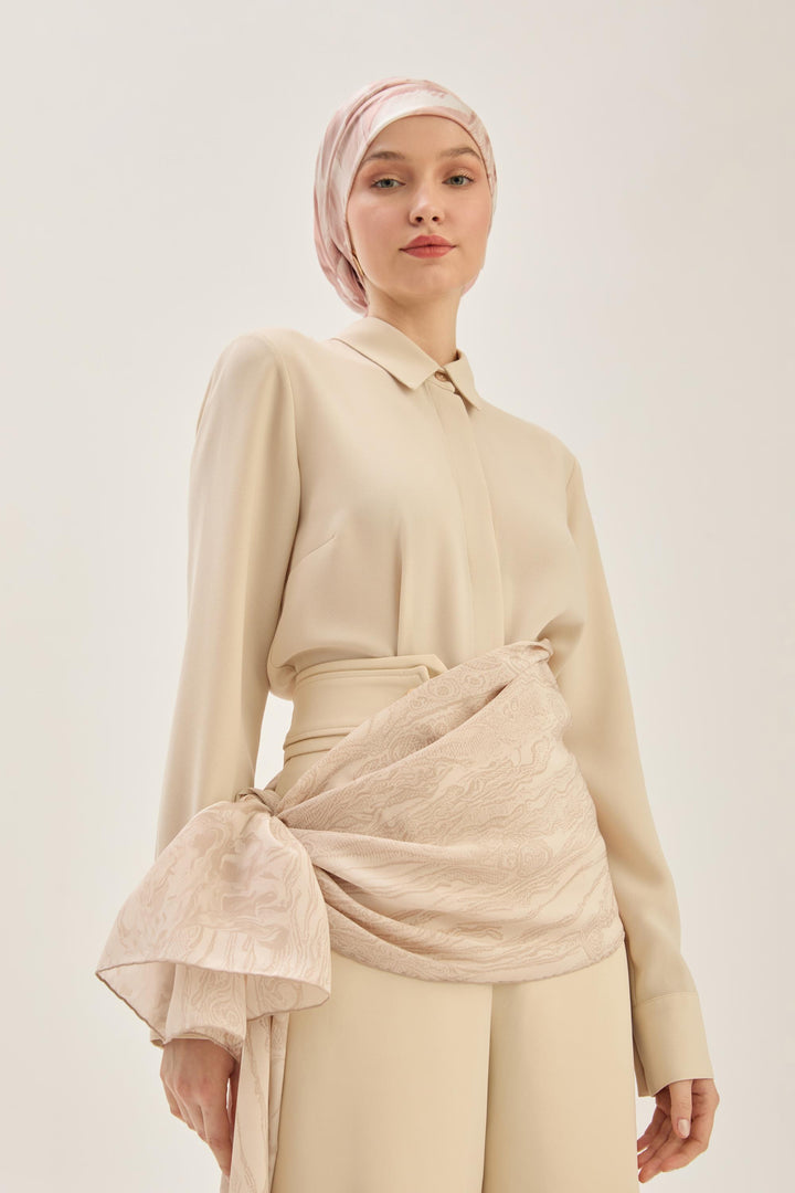 Maisa ZER TİVİL İPEK EŞARP 90*90 CM - PUDRA PEMBE