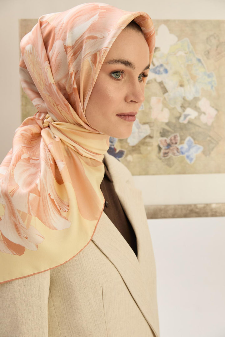 Maisa ZER TİVİL İPEK EŞARP 90*90 CM - SARI