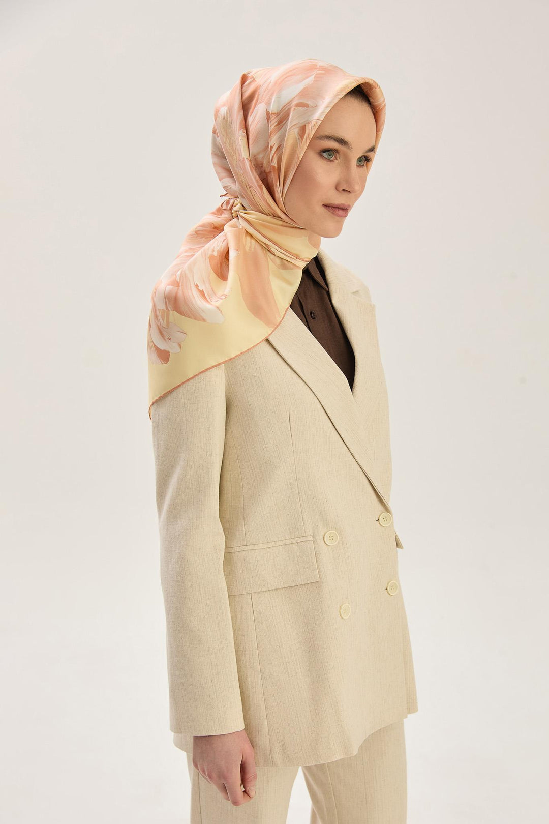 Maisa ZER TİVİL İPEK EŞARP 90*90 CM - SARI